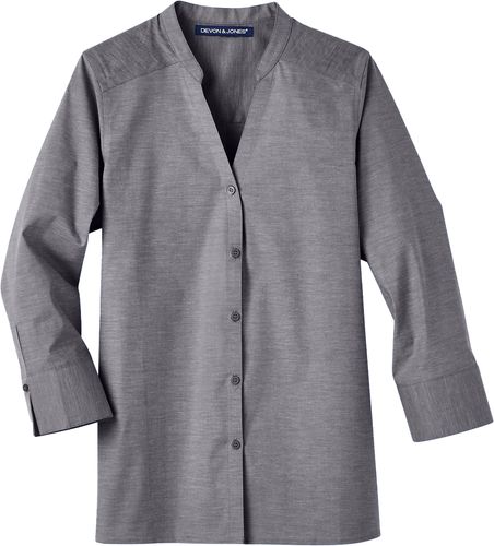 Devon & Jones Ladies Stretch Pinpoint Chambray 3/4 Sleeve Shirt image thumbnail