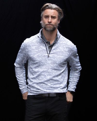 Cutter & Buck Traverse Camo Print Stretch Quarter Zip Mens Pullover image thumbnail