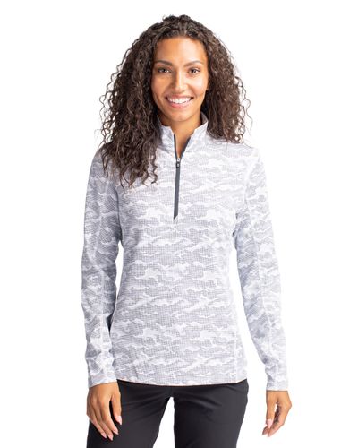 Cutter & Buck Traverse Camo Print Stretch Quarter Zip Womens Pullover image thumbnail