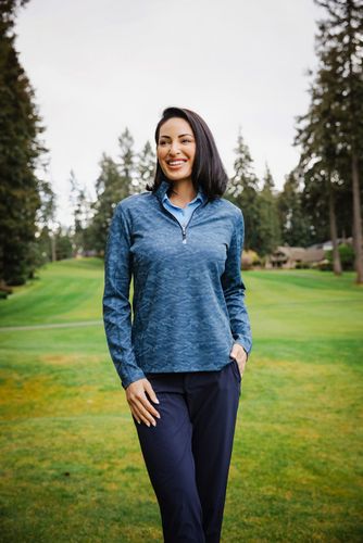 Cutter & Buck Traverse Camo Print Stretch Quarter Zip Womens Pullover image thumbnail