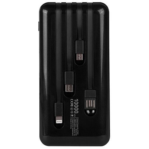 10,000mAh Power Bank with Built-In Charge Cables image thumbnail