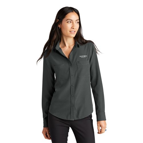 Women's Stretch Crepe Long Sleeve Camp Blouse image thumbnail