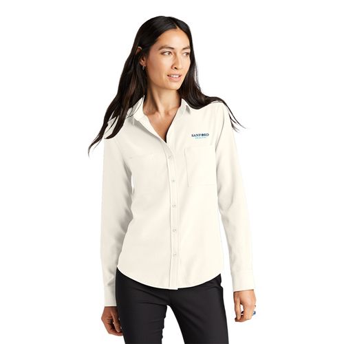 Women's Stretch Crepe Long Sleeve Camp Blouse image thumbnail