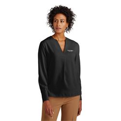 Image of Brooks Brothers Open-Neck Satin Blouse
