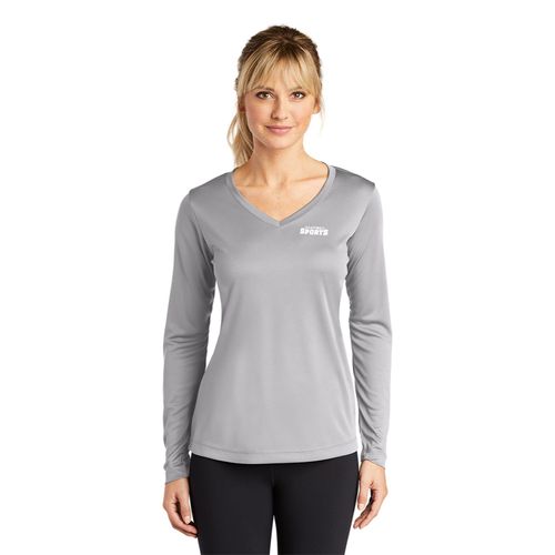 Ladies Long Sleeve Competitor V-Neck Tee image thumbnail