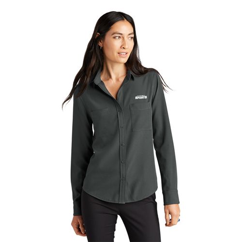 Women's Stretch Crepe Long Sleeve Camp Blouse image thumbnail