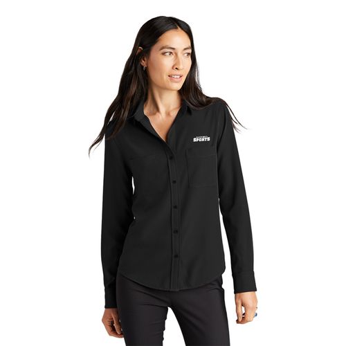 Women's Stretch Crepe Long Sleeve Camp Blouse image thumbnail