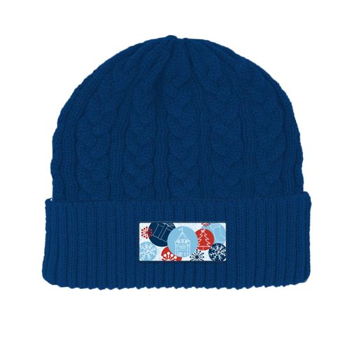 Cable Knit Beanie with Cuff and Patch image thumbnail