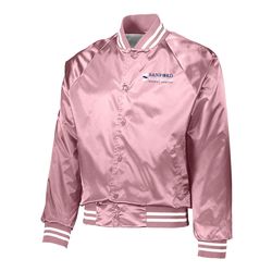 Image of Unisex Satin Baseball Jacket Striped Trim