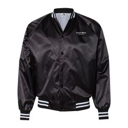 Image of Unisex Satin Baseball Jacket Striped Trim