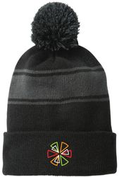 Image of Stripe Pom Pom Beanie (one size) 