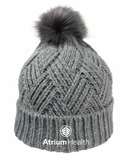 Cross Hatch Beanie With Faux Fur Pom image thumbnail