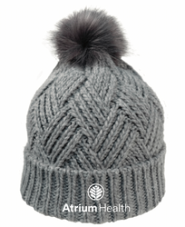 Image of Cross Hatch Beanie With Faux Fur Pom