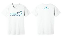 Image of Nursing is a Work of Heart Unisex White T-Shirt 