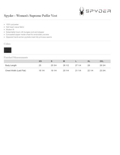 Women's SPYDER Puffer Vest (Decorated on Demand) image thumbnail