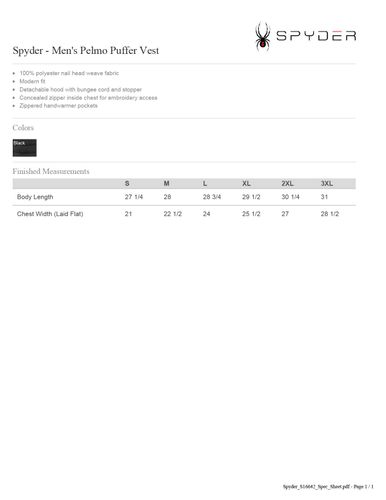 Men's SPYDER Puffer Vest (Decorated on Demand) image thumbnail