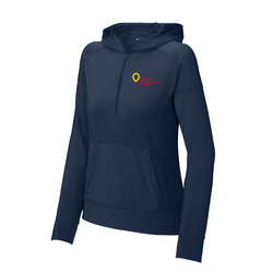 Image of LADIES STRETCH 1/2 ZIP HOODED PULLOVER