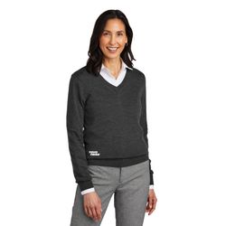 Image of Ladies Brooks Brothers Merino V-Neck Sweater – Grey