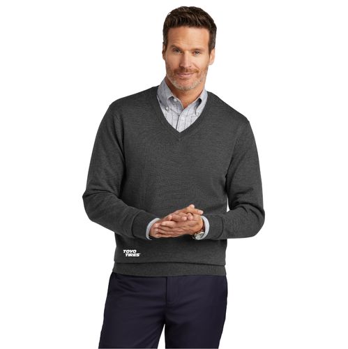 Mens Brooks Brothers Merino V-Neck Sweater - Grey image thumbnail