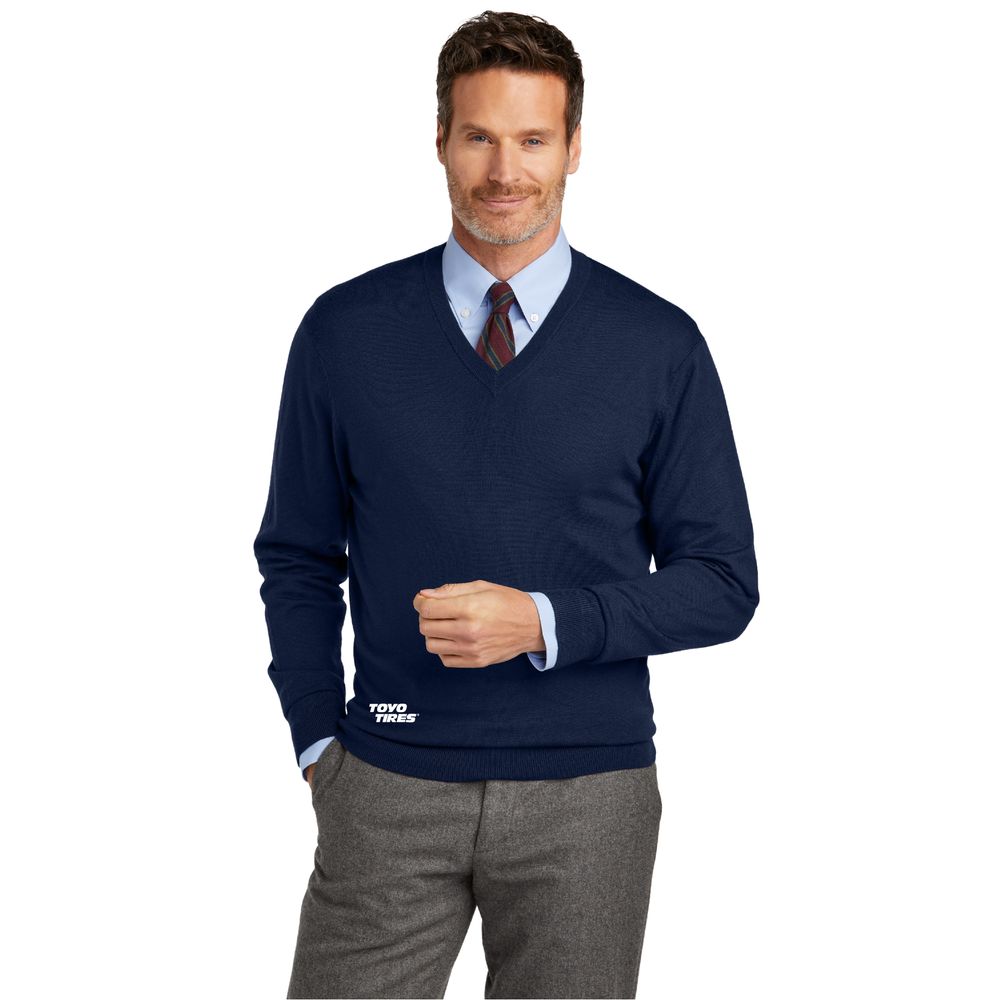 Mens Brooks Brothers Merino V-Neck Sweater - Navy primary image