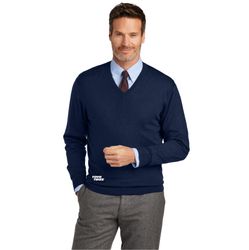 Image of Mens Brooks Brothers Merino V-Neck Sweater - Navy