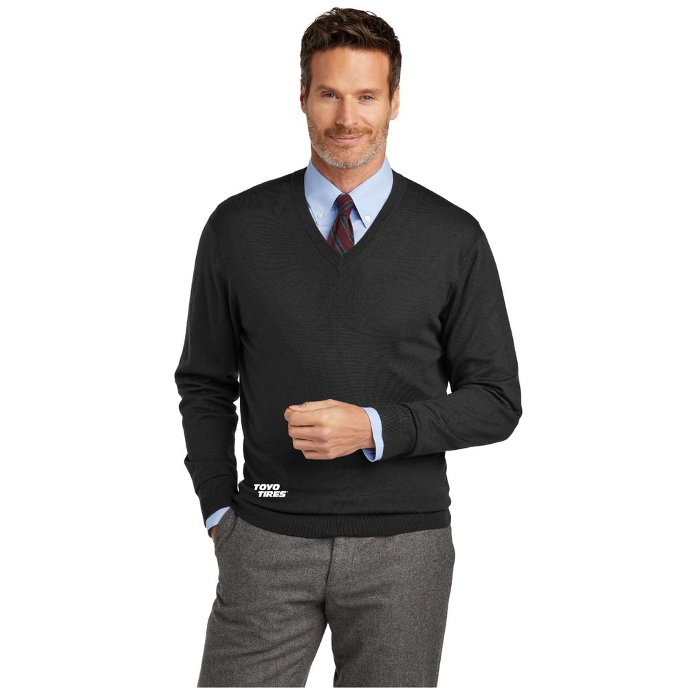 Mens Brooks Brothers Merino V-Neck Sweater - Black primary image