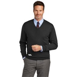 Image of Mens Brooks Brothers Merino V-Neck Sweater - Black