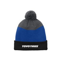 Image of Cozy Striped Pom Beanie