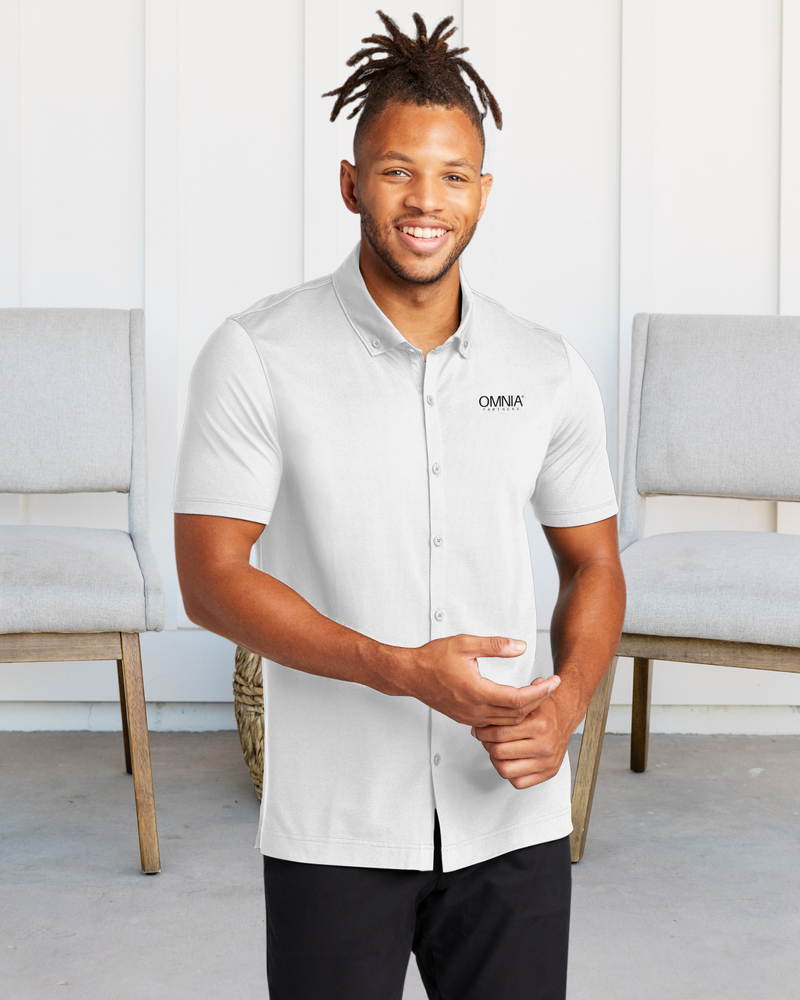 Mercer + Mettle Stretch Plque Full Button Polo primary image