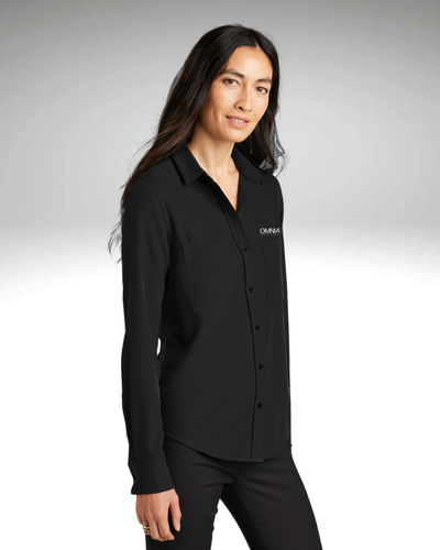 Mercer + Mettle Women's Stretch Crepe Long Sleeve Camp Blouse image thumbnail