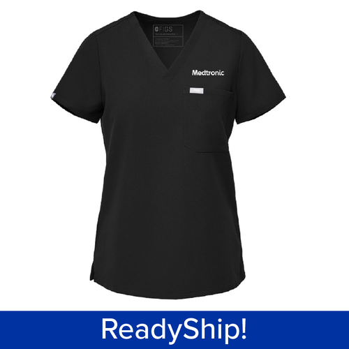 Women's FIGS Black Traditional Top  image thumbnail