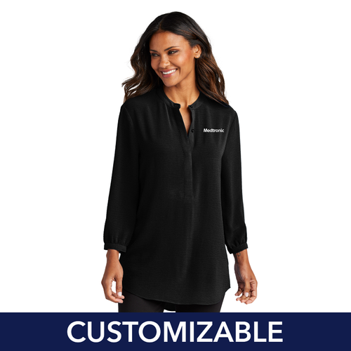 Women's 3/4-Sleeve Textured Crepe Tunic image thumbnail
