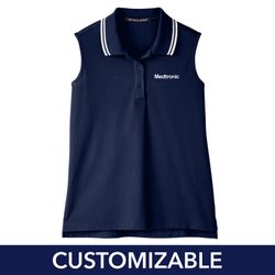 Image of Women's Plaited Tipped Sleeveless Polo