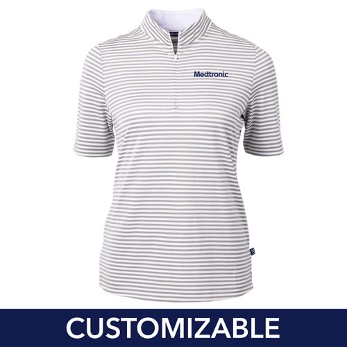 Women's Cutter & Buck Stripe Mock Neck Top image thumbnail