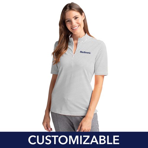 Women's Cutter & Buck Stripe Mock Neck Top image thumbnail