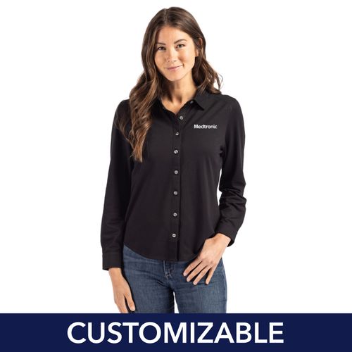 Women's Cutter & Buck Tri-Blend Button Down Shirt image thumbnail