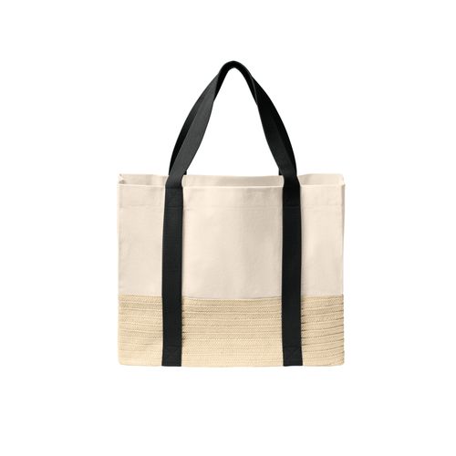 Straw Bottom Canvas Tote image thumbnail