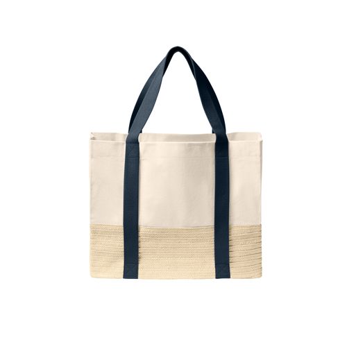 Straw Bottom Canvas Tote image thumbnail