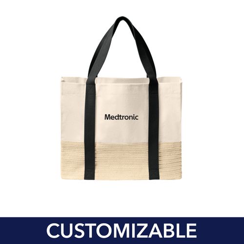 Straw Bottom Canvas Tote image thumbnail
