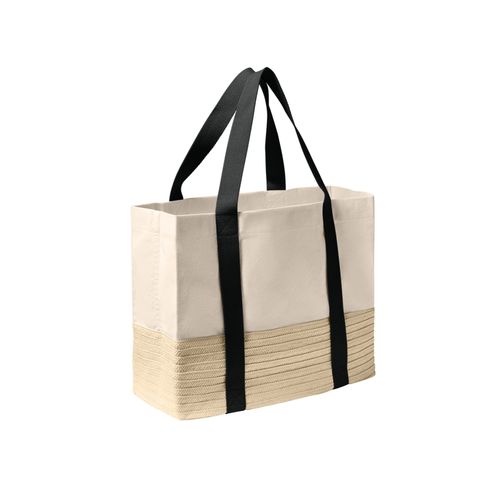 Straw Bottom Canvas Tote image thumbnail