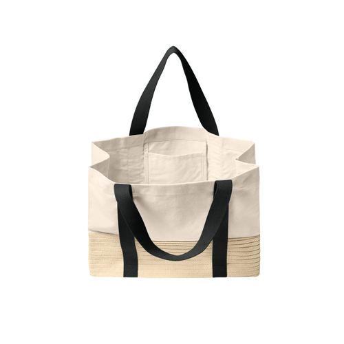 Straw Bottom Canvas Tote image thumbnail