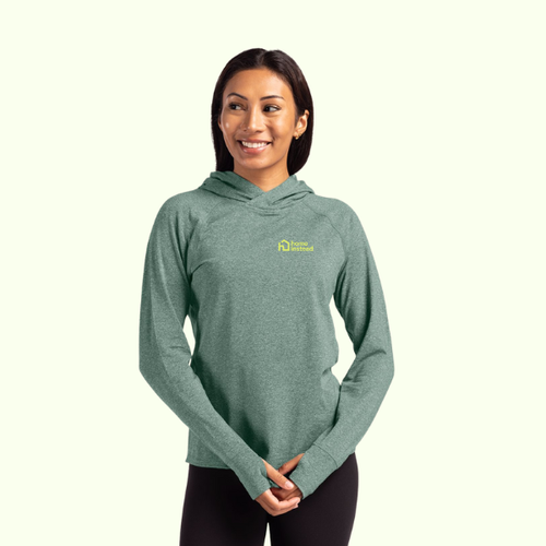 Cutter & Buck Adapt Knit Recycled Womens Heathered Hooded Pullover image thumbnail