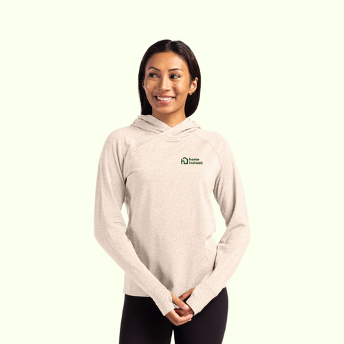 Cutter & Buck Adapt Knit Recycled Womens Heathered Hooded Pullover image thumbnail