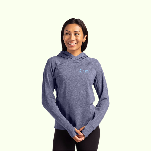 Cutter & Buck Adapt Knit Recycled Womens Heathered Hooded Pullover image thumbnail