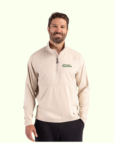 Cutter & Buck Adapt Recycled Soft Knit Stretch Mens Hybrid Quarter Zip Pullover image thumbnail