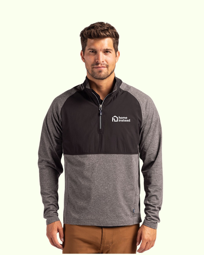 Cutter & Buck Adapt Recycled Soft Knit Stretch Mens Hybrid Quarter Zip Pullover image thumbnail