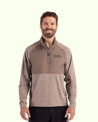 Cutter & Buck Adapt Recycled Soft Knit Stretch Mens Hybrid Quarter Zip Pullover image thumbnail
