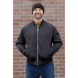 Image of Bomber Jacket with Leather Patch