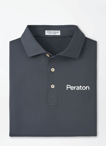 Peter Millar Men's Solid Performance Polo with Self Collar - Iron image thumbnail