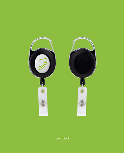 Image of Oval Metal Retractable Badge Reel with Carabiner